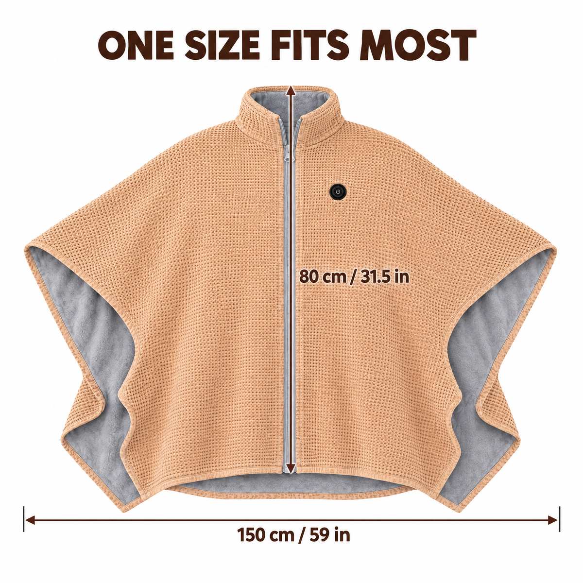 Cloakly heated cape size: one size fits most, 150 x 80 cm (59 x 31.5 in)